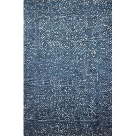 Bashian Bashian R120-AZ-76X96-CL133 Venezia Collection Floral Transitional 100 Percent Wool Hand Tufted Area Rug; Azure - 7 ft. 6 in. x 9 ft. 6 in. R120-AZ-76X96-CL133
